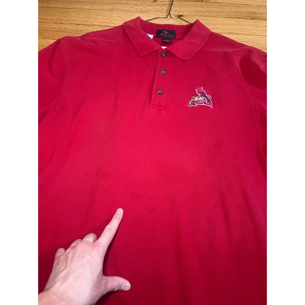 Antigua St Louis Cardinals Mens Red Polo Shirt Busch Stadium Final Season Large - Picture 4 of 8